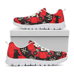 Red Chinese Zodiac Wheel Print White Sneakers
