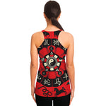 Red Chinese Zodiac Wheel Print Women's Racerback Tank Top