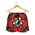 Red Chinese Zodiac Wheel Print Women's Shorts