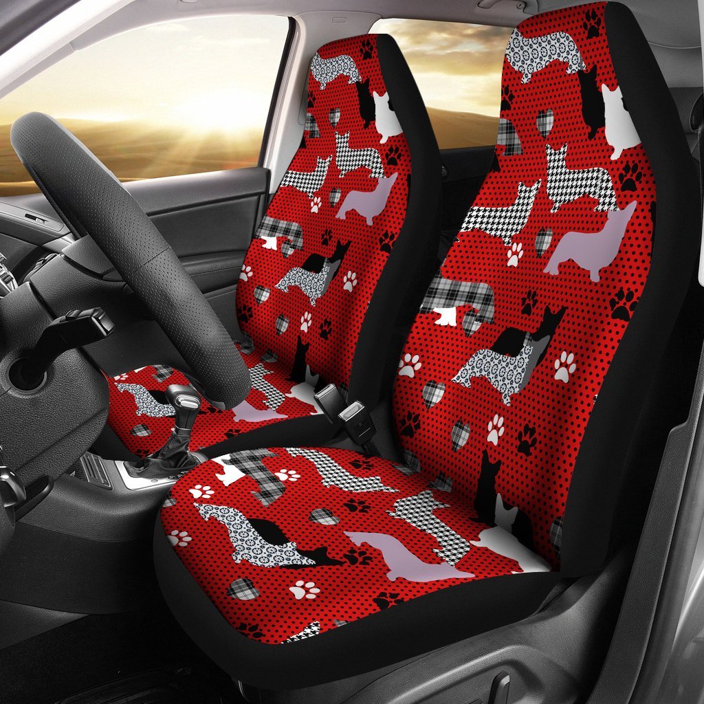 Red Corgi Pattern Universal Fit Car Seat Covers GearFrost