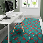 Red Crab Pattern Print Area Rug