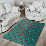 Red Crab Pattern Print Area Rug