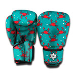 Red Crab Pattern Print Boxing Gloves