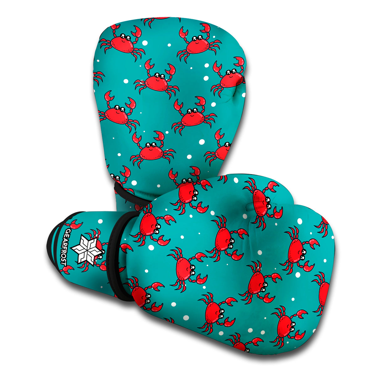 Red Crab Pattern Print Boxing Gloves