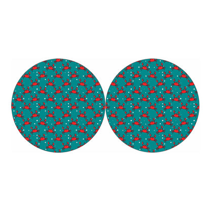 Red Crab Pattern Print Car Coasters