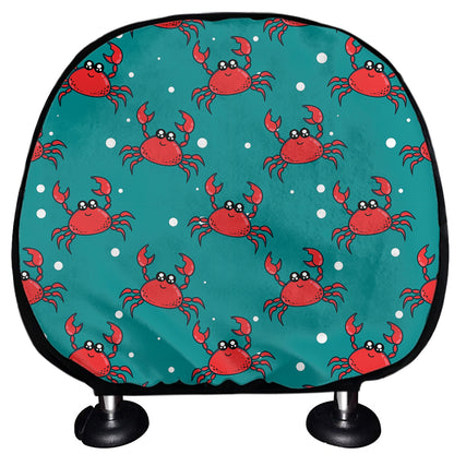 Red Crab Pattern Print Car Headrest Covers