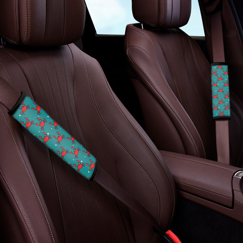 Red Crab Pattern Print Car Seat Belt Covers
