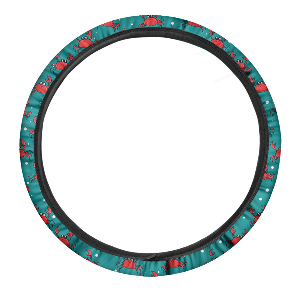 Red Crab Pattern Print Car Steering Wheel Cover