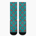 Red Crab Pattern Print Crew Socks