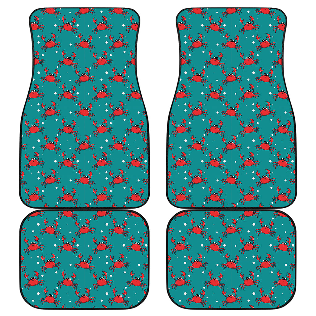 Red Crab Pattern Print Front and Back Car Floor Mats