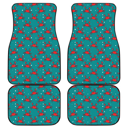 Red Crab Pattern Print Front and Back Car Floor Mats