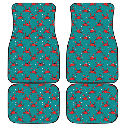Red Crab Pattern Print Front and Back Car Floor Mats