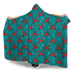 Red Crab Pattern Print Hooded Blanket