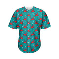 Red Crab Pattern Print Men's Baseball Jersey