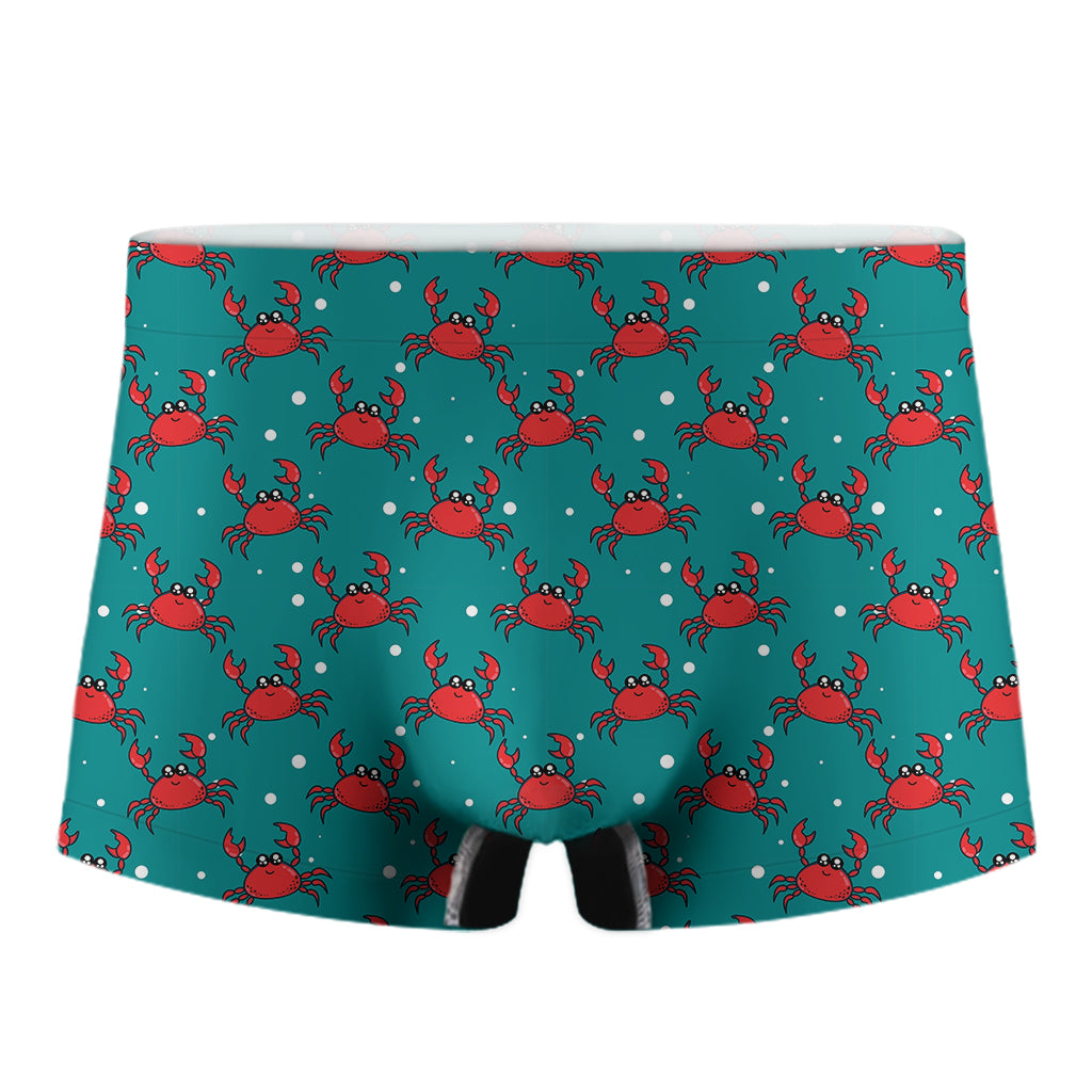 Red Crab Pattern Print Men's Boxer Briefs