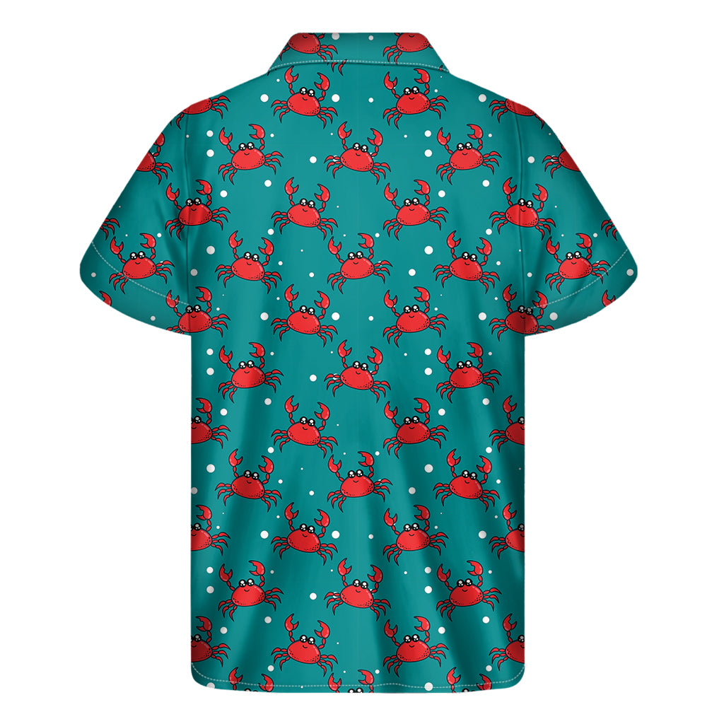 Red Crab Pattern Print Men's Short Sleeve Shirt