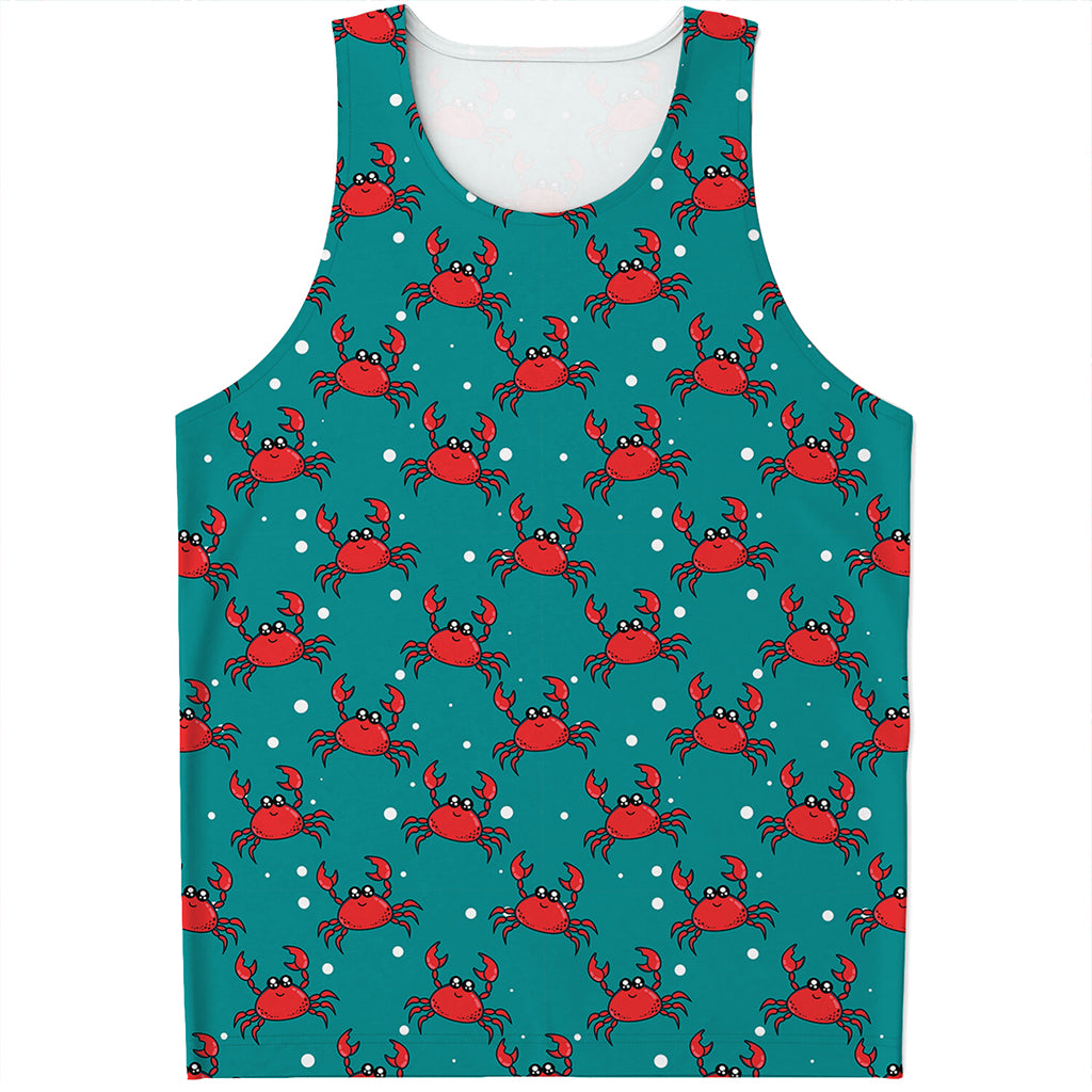 Red Crab Pattern Print Men's Tank Top