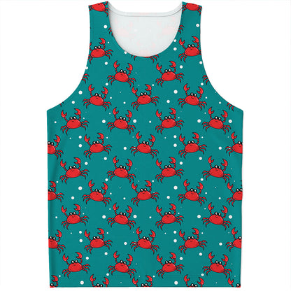 Red Crab Pattern Print Men's Tank Top