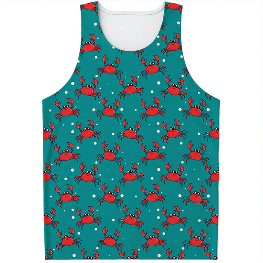 Red Crab Pattern Print Men's Tank Top