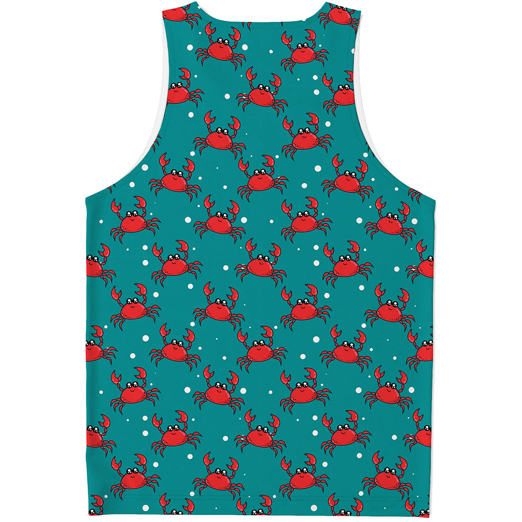 Red Crab Pattern Print Men's Tank Top