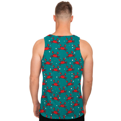 Red Crab Pattern Print Men's Tank Top