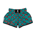 Red Crab Pattern Print Muay Thai Boxing Shorts