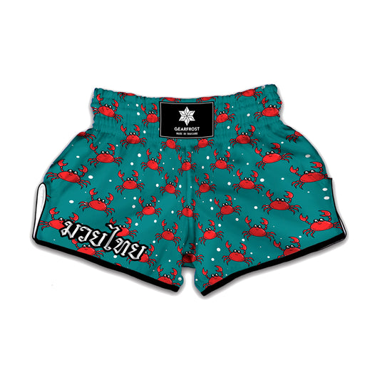 Red Crab Pattern Print Muay Thai Boxing Shorts