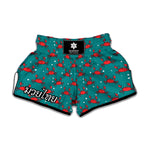 Red Crab Pattern Print Muay Thai Boxing Shorts