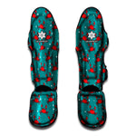 Red Crab Pattern Print Muay Thai Shin Guard