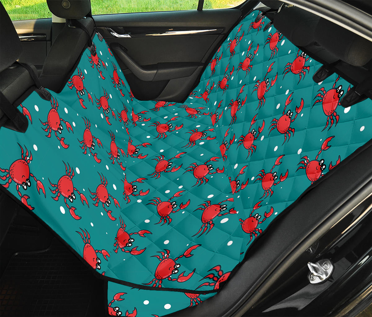 Red Crab Pattern Print Pet Car Back Seat Cover
