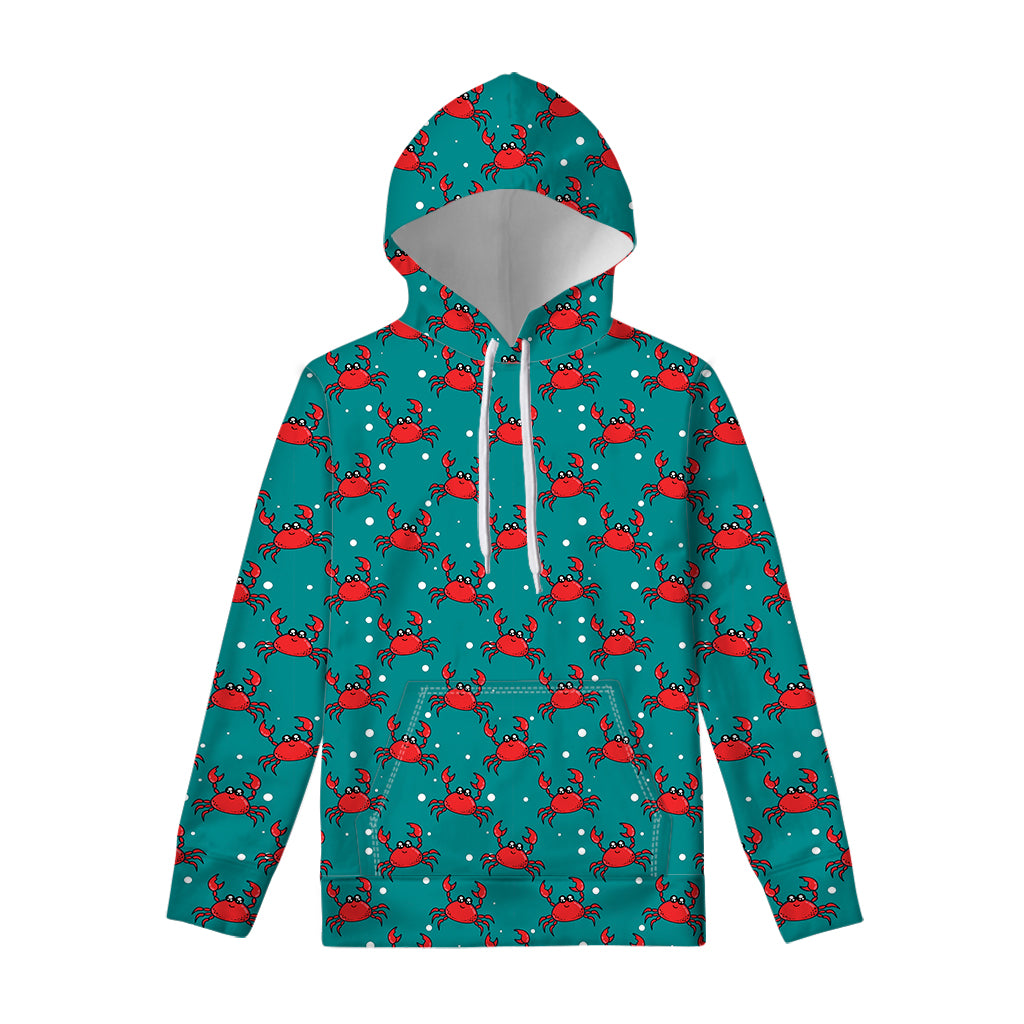 Red Crab Pattern Print Pullover Hoodie
