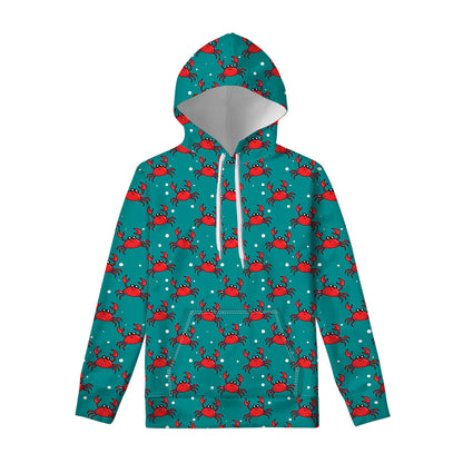 Red Crab Pattern Print Pullover Hoodie