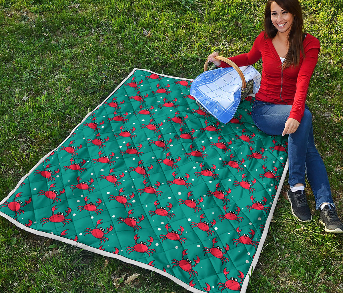 Red Crab Pattern Print Quilt
