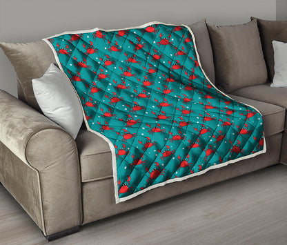 Red Crab Pattern Print Quilt
