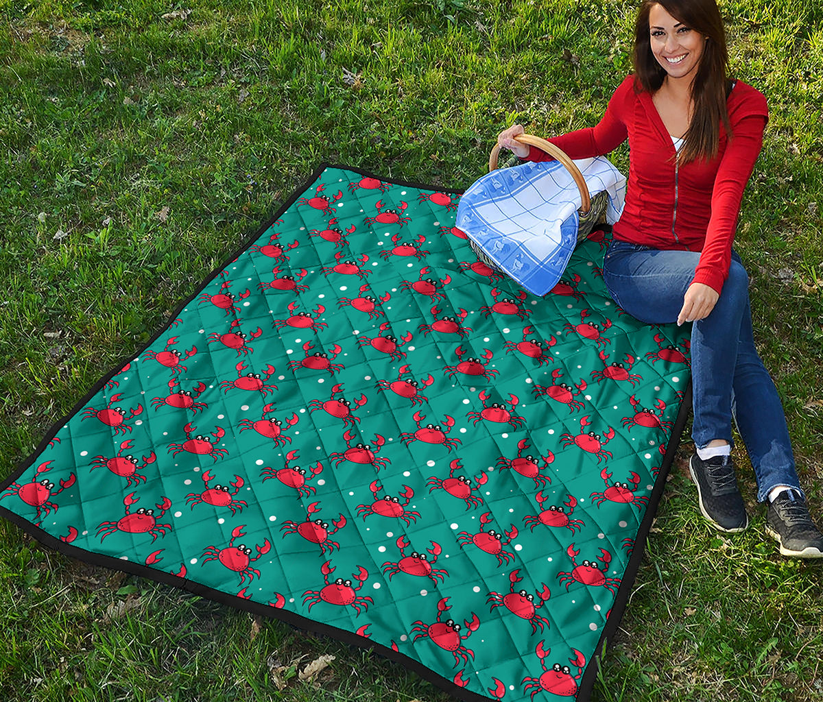 Red Crab Pattern Print Quilt