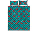 Red Crab Pattern Print Quilt Bed Set