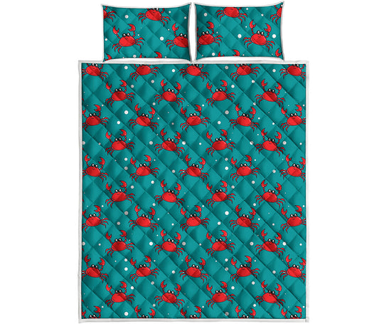 Red Crab Pattern Print Quilt Bed Set