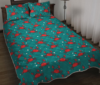Red Crab Pattern Print Quilt Bed Set