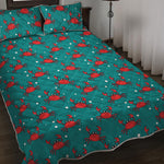 Red Crab Pattern Print Quilt Bed Set