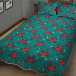 Red Crab Pattern Print Quilt Bed Set