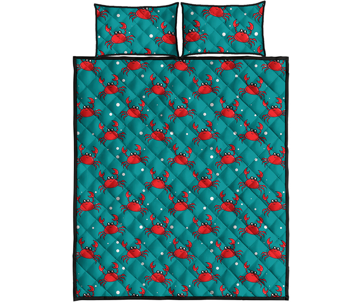 Red Crab Pattern Print Quilt Bed Set