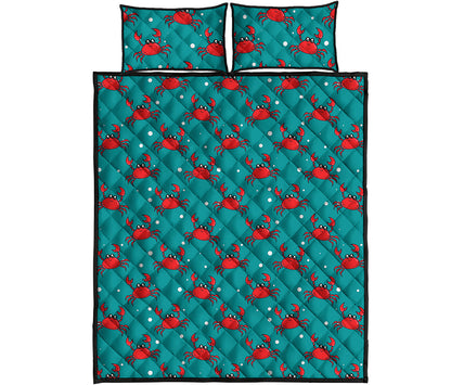 Red Crab Pattern Print Quilt Bed Set