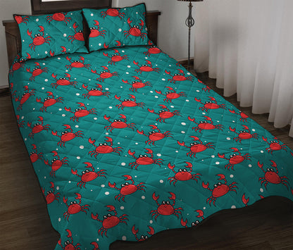 Red Crab Pattern Print Quilt Bed Set