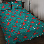 Red Crab Pattern Print Quilt Bed Set