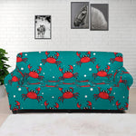 Red Crab Pattern Print Sofa Cover