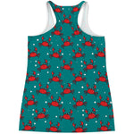 Red Crab Pattern Print Women's Racerback Tank Top