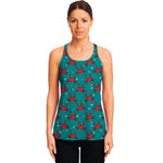 Red Crab Pattern Print Women's Racerback Tank Top