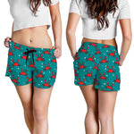 Red Crab Pattern Print Women's Shorts