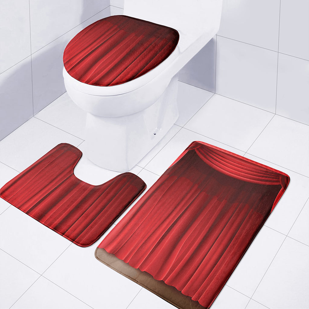 Red Curtain Theater Print 3 Piece Bath Mat Set
