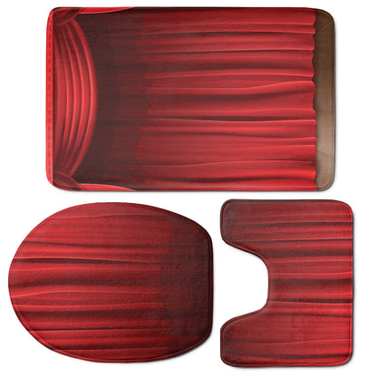 Red Curtain Theater Print 3 Piece Bath Mat Set